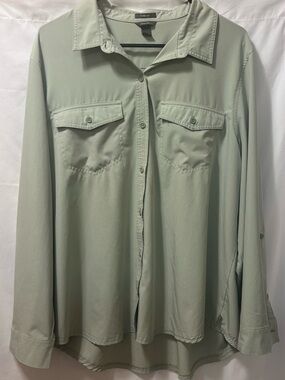 Eddie Bauer XXL Classic Fit Button Up Shirt Green Lightweight Hiking Outdoor